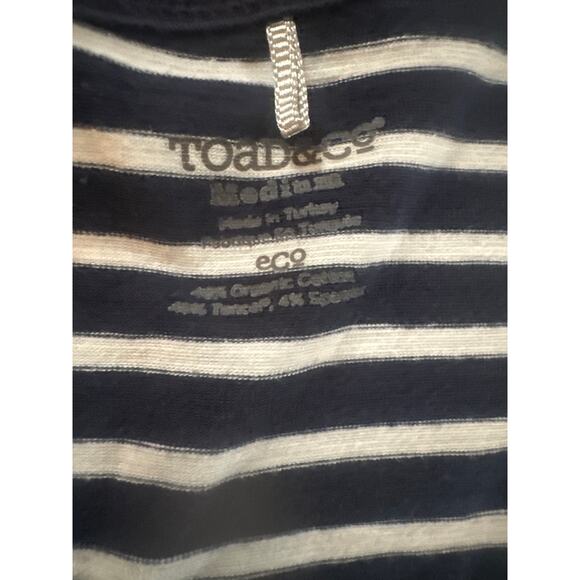 M Horny Toad & Co Marley Short Slv Navy Stripe Short Slv Shirt Tee Dress Travel - Picture 3 of 5